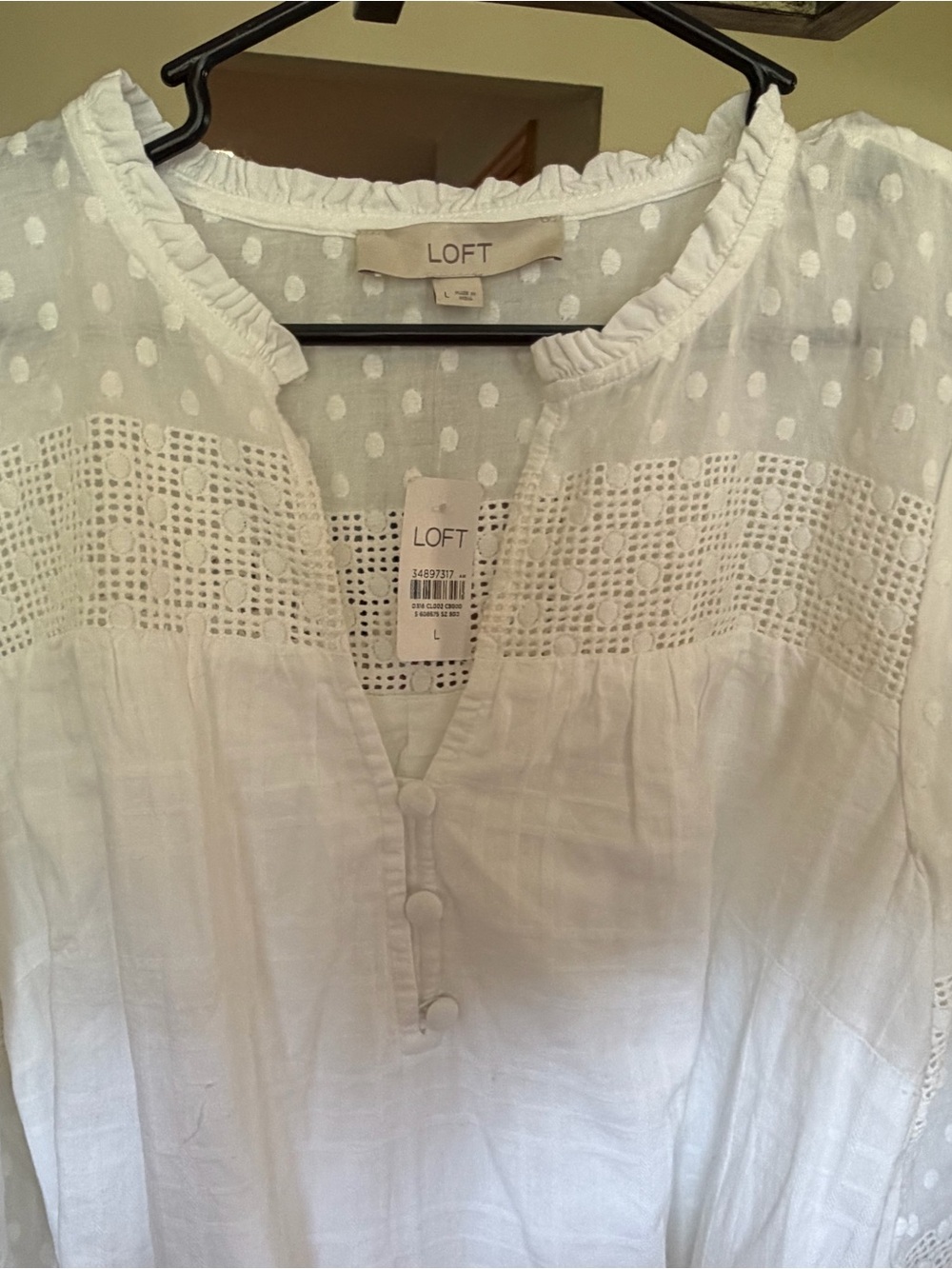 NWT LOFT White Textured Tie-Waist Tunic Dress Large - Picture 5 of 5